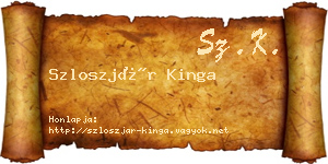 Szloszjár Kinga névjegykártya